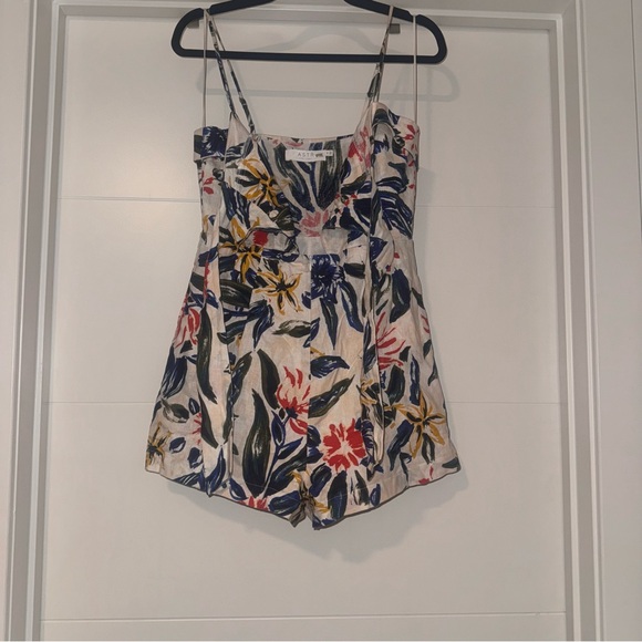 Astr Painted Floral Tie Front Romper - Picture 4 of 4